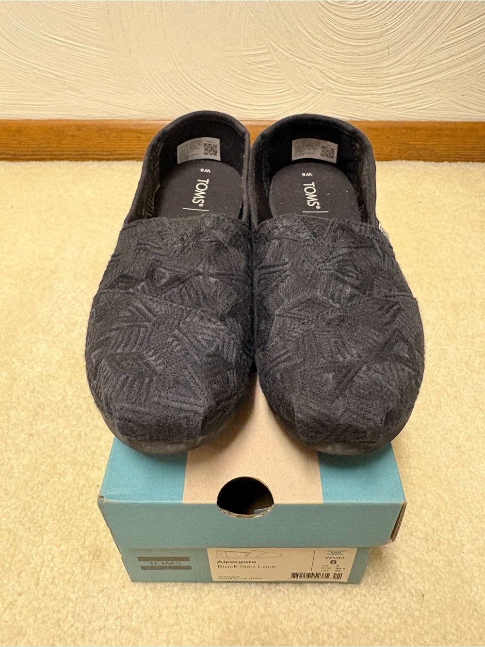 Toms Black Embroidered Slip-On